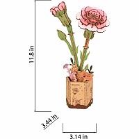 Modern Wooden Puzzle: Pink Carnation