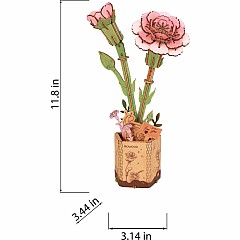 Modern Wooden Puzzle: Pink Carnation