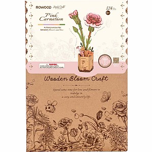 Modern Wooden Puzzle: Pink Carnation