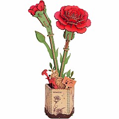 Modern Wooden Puzzle: Red Carnation