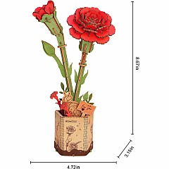 Modern Wooden Puzzle: Red Carnation