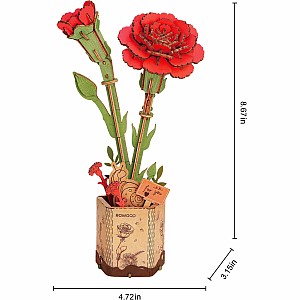 Modern Wooden Puzzle: Red Carnation