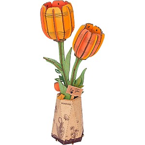 Modern Wooden Puzzle: Orange Tulip