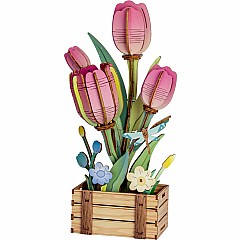 3D Flower Puzzle Pink Tulip Bloom Set