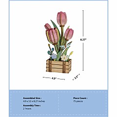 3D Flower Puzzle Pink Tulip Bloom Set