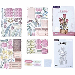 3D Flower Puzzle Pink Tulip Bloom Set