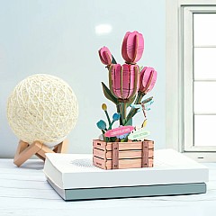 3D Flower Puzzle Pink Tulip Bloom Set