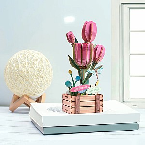 3D Flower Puzzle Pink Tulip Bloom Set