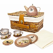 Egmont Toys Musicians of Bremen Tin Tea Set In a Wicker Case