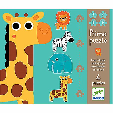 Djeco In the Jungle 4 Puzzles 3,4,5,6pcs