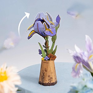 Purple Iris DIY Wooden Flower 3D Puzzle