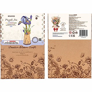 Purple Iris DIY Wooden Flower 3D Puzzle