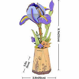Purple Iris DIY Wooden Flower 3D Puzzle