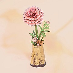 Pink Dahlia DIY Wooden Flower 3D Puzzle