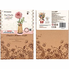 Pink Dahlia DIY Wooden Flower 3D Puzzle