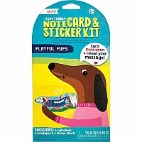 Tiny Tada! Note Cards & Sticker Set - Playful Pups (Set of 16)