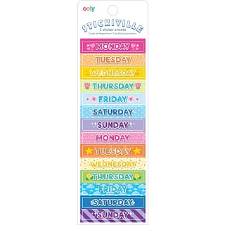 Stickiville Stickers: Days Of The Week - Skinny (2 Sheets)
(Holographic Glitter)