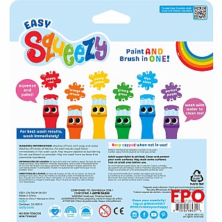 Easy Squeezy Squeezable Poster Paint Brushes - Set of 6
