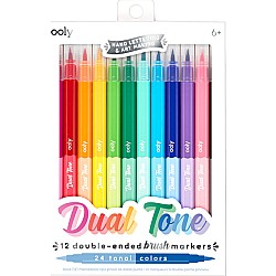 Dual Tone Double Ended Brush Marker/24 Colors