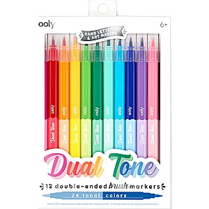 Dual Tone Double Ended Brush Marker/24 Colors