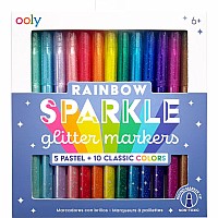 Ooly Rainbow Sparkle Glitter Markers - Set of 15