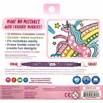 Make No Mistake! Sparkle Glittery Erasable Markers - Set of 12