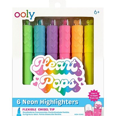 Heart Pops Neon Highlighters - Set of 6