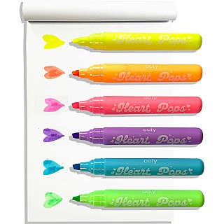 Heart Pops Neon Highlighters - Set of 6