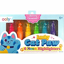 Lucky Cat Paw Scented Neon Highlighters - Set of 6
