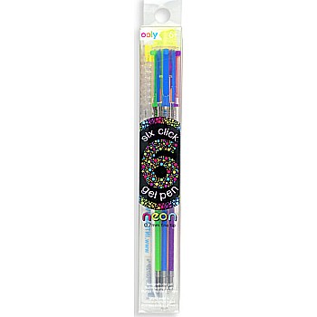 6 Click Neon Multi Color Gel Pen  Fine Tip