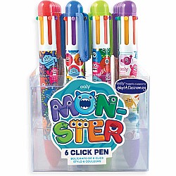 6 Click Pens - Monster (assorted)