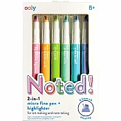 Noted! 2-in-1 Micro Fine Tip Pens & Highlighters - Set of 6