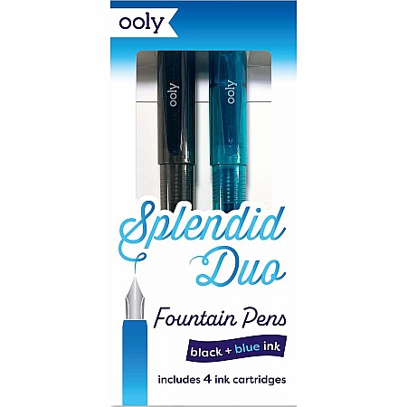 Splendid Duo Fountain Pens - Black & Blue Ink - Set of 2