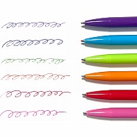 Bright Writers Colored Ink Retractable Ballpoint Pens - Set of 6