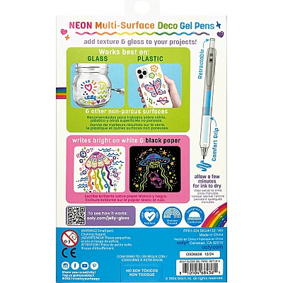 Jelly Gloss Neon Multi-Surface Deco Gel Pens - Set of 6