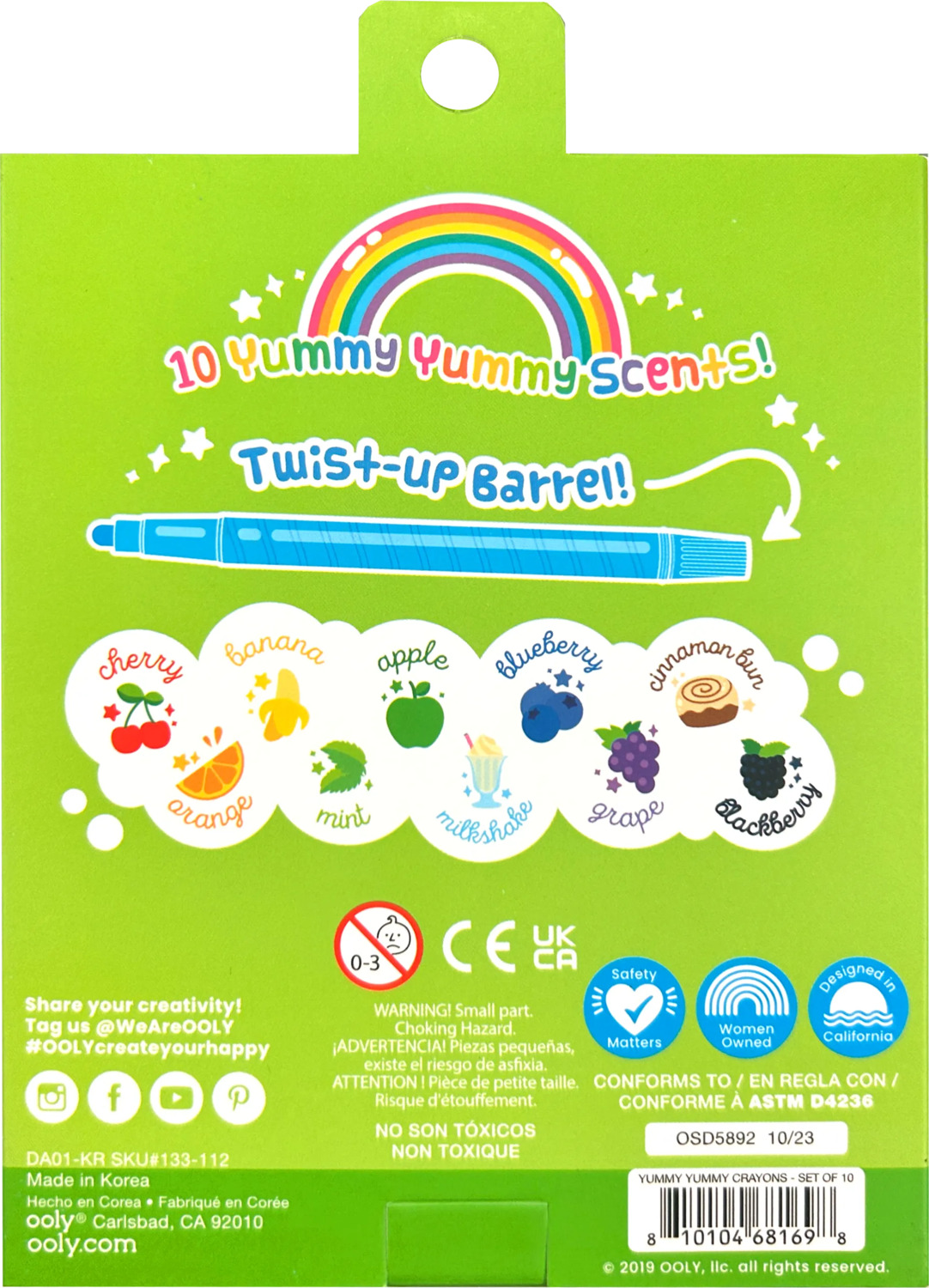 Yummy Yummy Scented Twist-Up Crayons - Set of 10