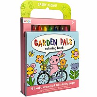 Carry Along! Coloring Book and Crayon Set - Garden Pals - Set of 9 Crayons