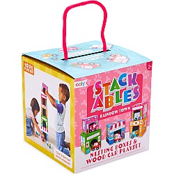 Stackables Nested Cardboard Toys and Cars Set - Rainbow Town