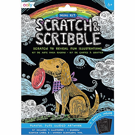 Playful Pups Scratch And Scribble Mini Scratch Art Kit