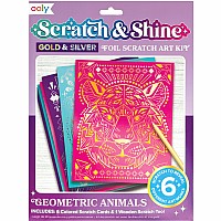 Scratch & Shine Foil Scratch Art Kits- Geo Animals (7 PC Set)