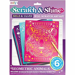 Scratch and Shine Foil Scratch Art Kits, Geo Animals