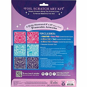 Scratch & Shine Foil Scratch Art Kits- Geo Animals (7 PC Set)