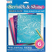 Scratch & Shine Foil Scratch Art Kits - Celestial Skies (7 PC Set) -  Imagination Toys