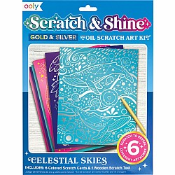 Scratch and Shine Foil Scratch Art Kits, Celestial Skies