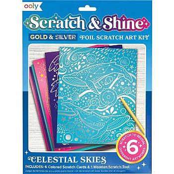 Scratch and Shine Foil Scratch Art Kits, Celestial Skies