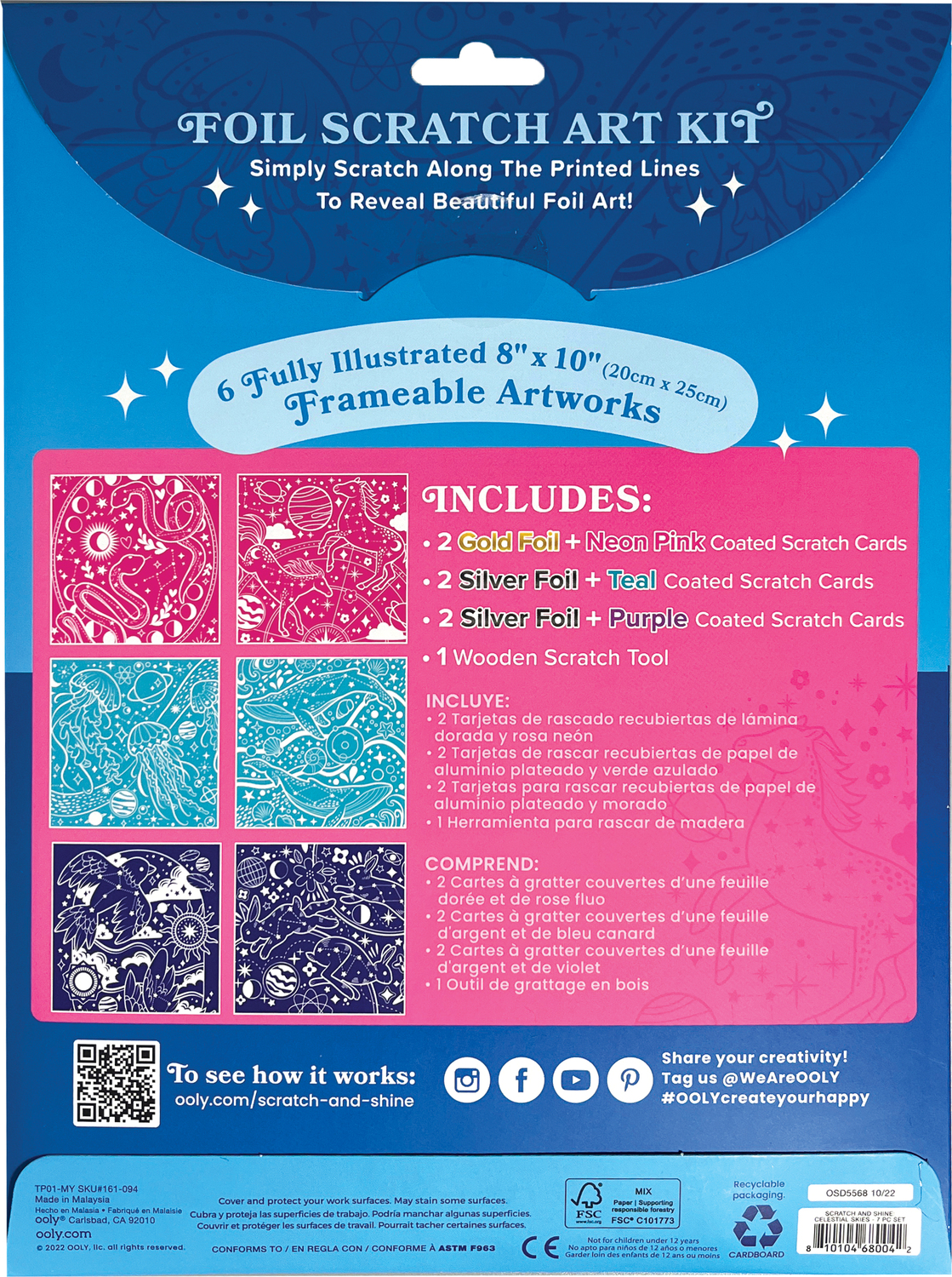 Scratch and Shine Foil Scratch Art Kit - Celestial Skies - Ooly