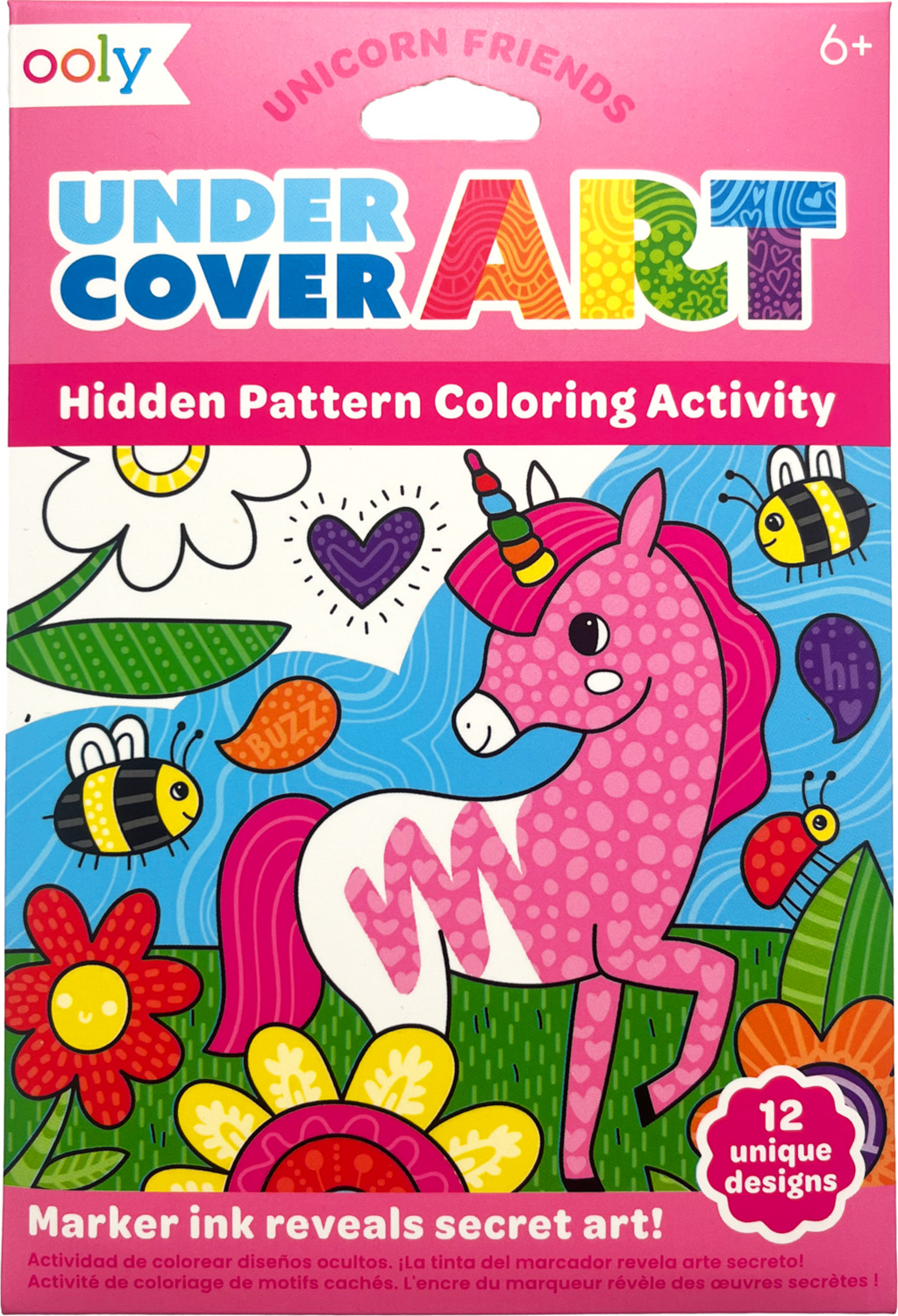 Undercover Art Hidden Pattern Coloring Activity Art Cards - Unicorn Friends