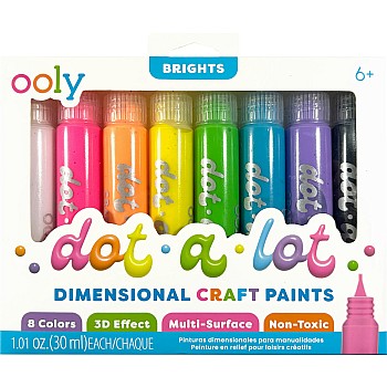 Dot-a-Lot 3D Dimensional Craft Paint - Brights - Set of 8