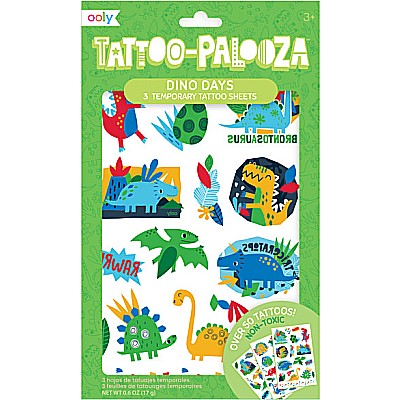 Tattoo-palooza Temporary Tattoos  Dino Days  3 Sheets