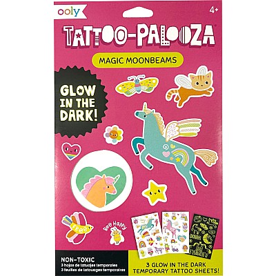 Tattoo-Palooza Glow in the Dark Temporary Tattoos - Magic Moonbeams - 3 Sheets